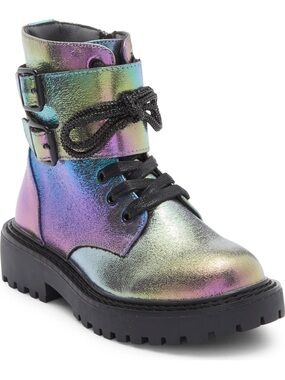 BCBG Girls Brianna Iridescent Combat Boots Size 1 | Nordstrom